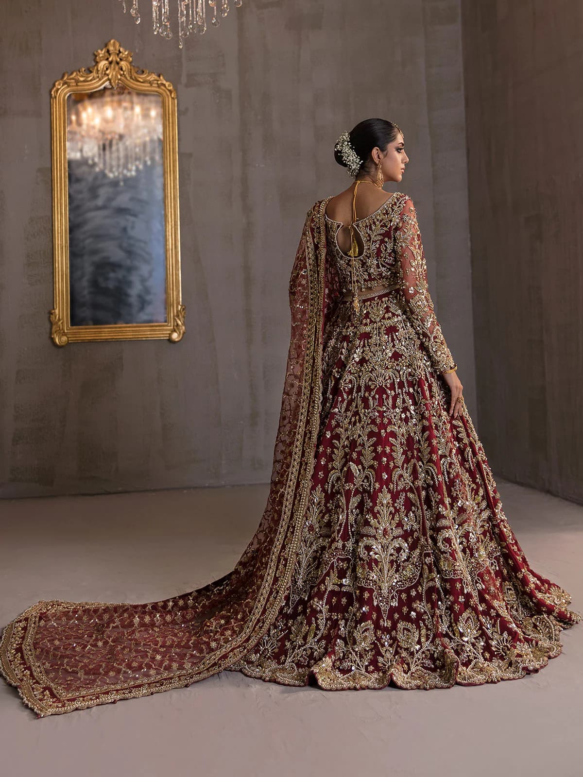 Embroidered Tulle Lace Back